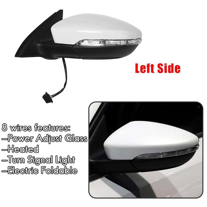 Left Side Rear View Mirror Assembly Power Glass Heated Turn Signal Foldable 8 Wires for 2011-2018 5C
