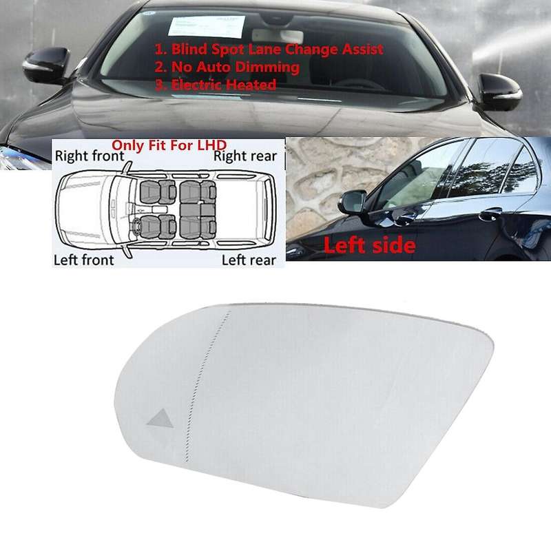 Left Side Wing Rearview Mirror Glass Blind Spot Heated for - C,E,S,GLC Class W205 W222 W213 X253 201
