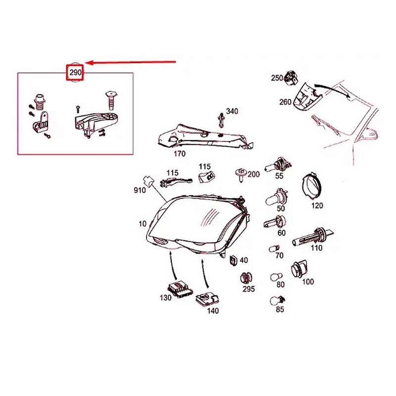 Left+Right Headlight Bracket Repair Kits Fixed Claw for -Class X204 2008-2012 A2048200714 A204820081