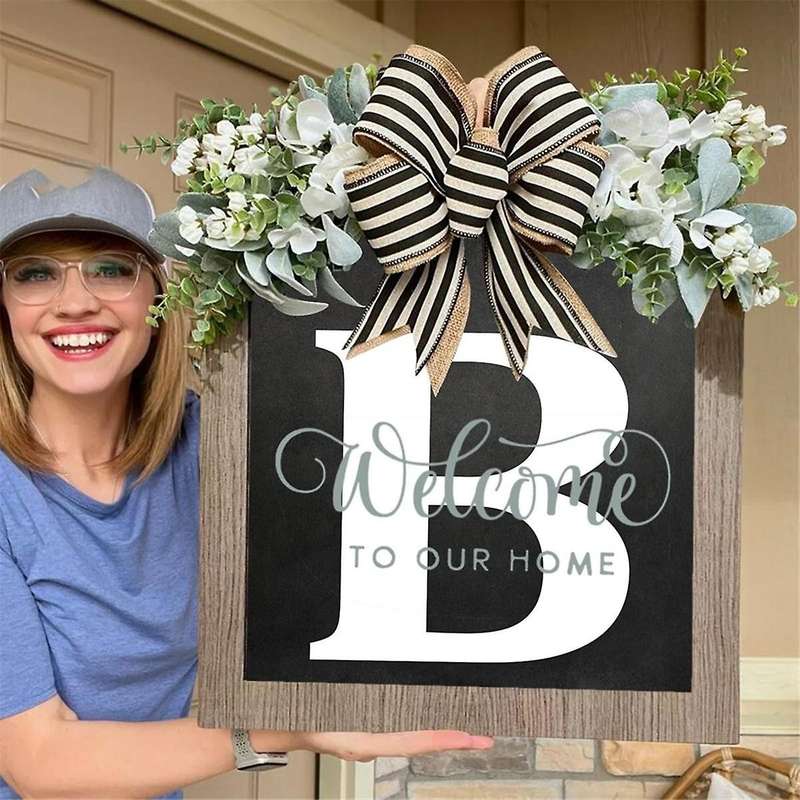 Letter Front Door Wreath Wooden Sign Pendant Welcome Sign Decoration Crafts Door Hanging