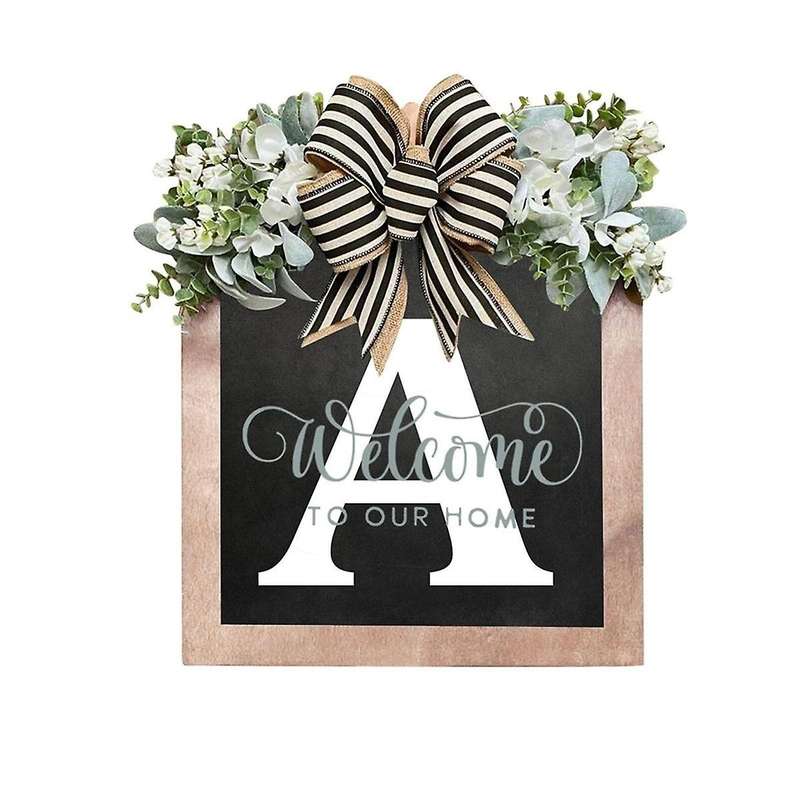 Letter Front Door Wreath Wooden Sign Pendant Welcome Sign Decoration Crafts Door Hanging