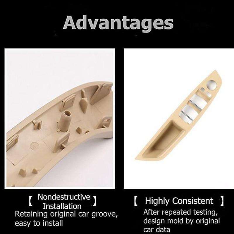 LHD Car Interior Door Handle Inner Door Panel Pull Trim Cover for - 5 Serie F10 F11 520 525 Red-Brow