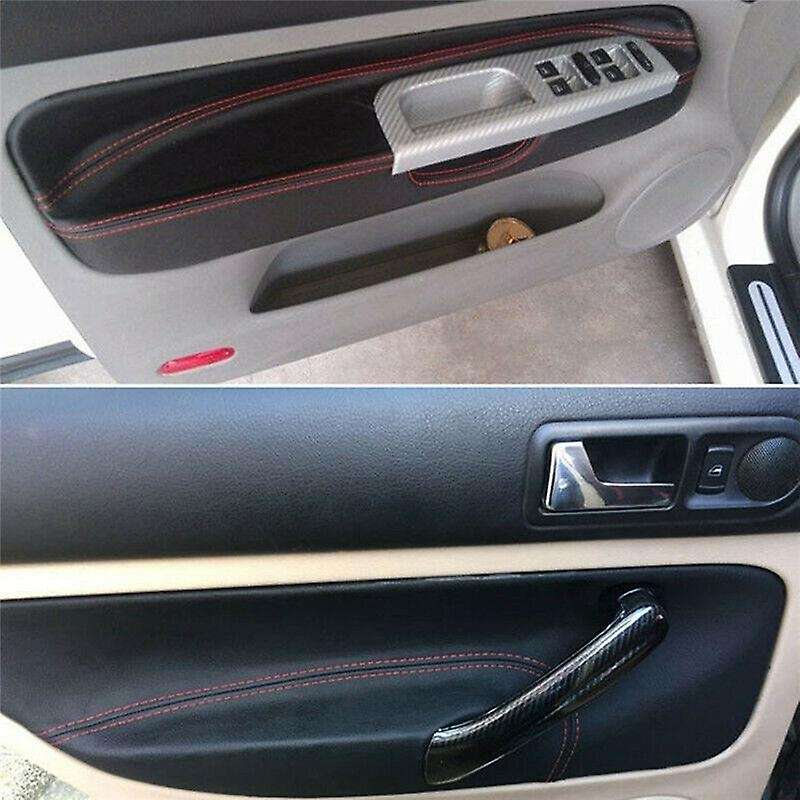 LHD Door Panel Cover for - Golf 4 MK4 1998 - 2005 Car Door Armrest Panel Cover Sticker Black with R