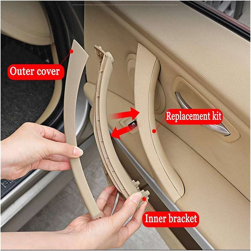 LHD Inner Door Handle Panel Kit Sedan Pull Trim Cover Car Accessories for E90 E91 3 Series 2005-2012