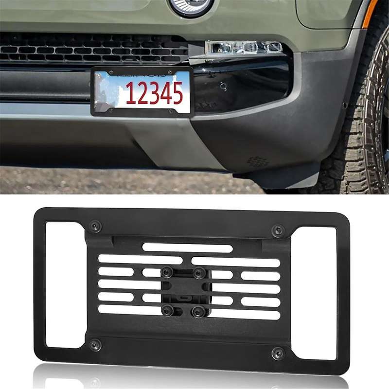 License Plate Bracket for R1T R1S 2022-2024, Front Tow Hooks License Plate Mount License Plate Fram