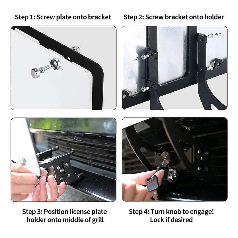 License Plate Holder for /y 2017-2023 with Anti-theft Features Front License Plate Bracket Mounting