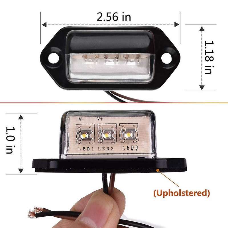 License Plate Light, 3 LED 12V 24V LED Exterior License Plate Light Waterproof Super Bright for Car