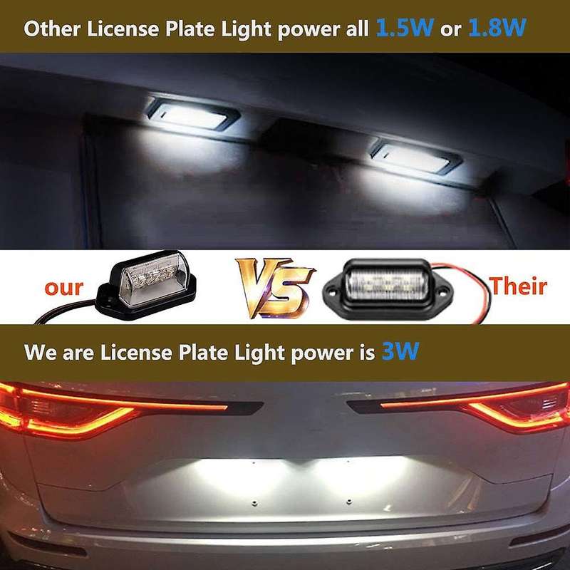 License Plate Light, 3 LED 12V 24V LED Exterior License Plate Light Waterproof Super Bright for Car