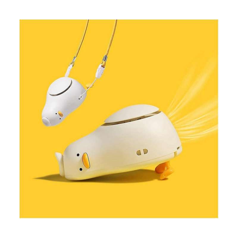 Lie-in-peace Duck Portable Neck Fan,usb Rechargeable 3 Wind Speed Personal Fan,mini Hanging Neck Fa