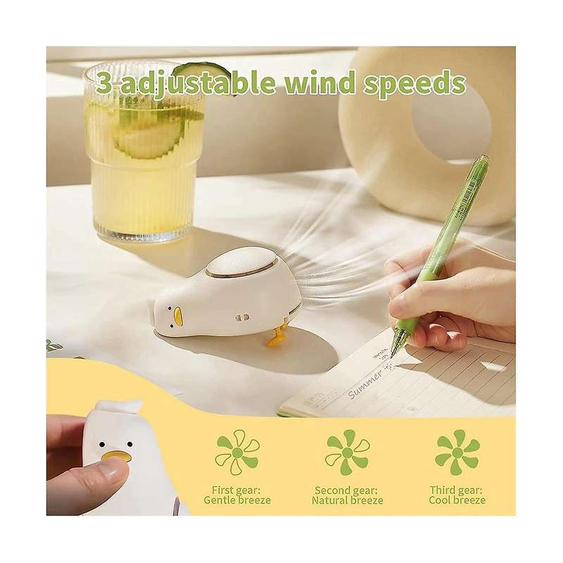 Lie-in-peace Duck Portable Neck Fan,usb Rechargeable 3 Wind Speed Personal Fan,mini Hanging Neck Fa