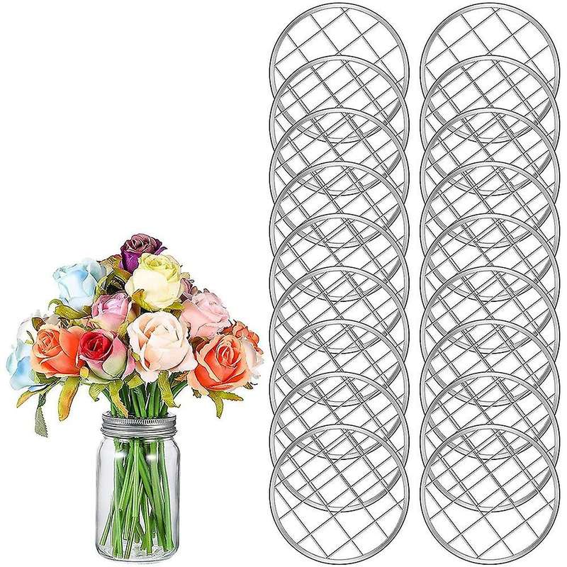 Lid Insert Metal Flower Frog Insert Flower Organizer Lid Insert with Square Grids for Regular Mouth