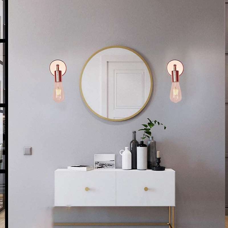 Light Bathroom Wall Sconce Set of 2 Vintage Industrial Wall Lamp Pole Battery Lights Indoor(Rose Gol