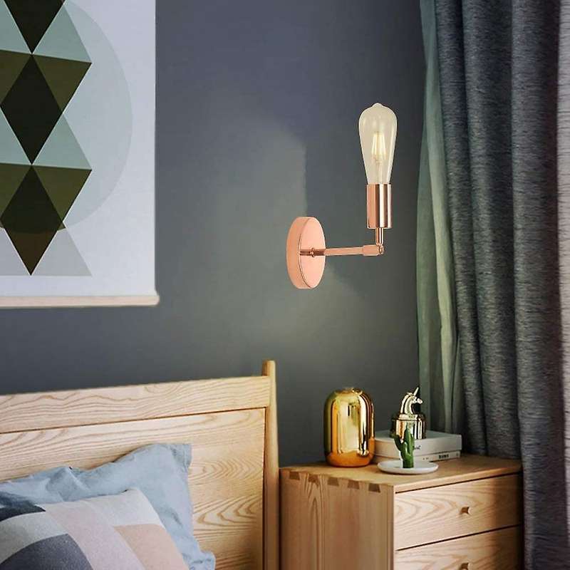Light Bathroom Wall Sconce Set of 2 Vintage Industrial Wall Lamp Pole Battery Lights Indoor(Rose Gol