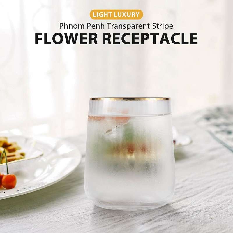 Light Gold Border Transparent Stripe Glass Glass Household Living Room Water Cup Set Whiskey Cup Ba