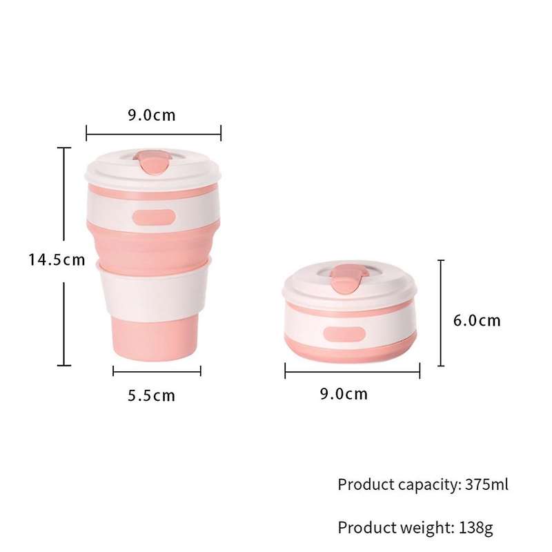 Light Blue Silicone Foldable Travel Cup-Camping Cup, Foldable Water Cup, Adult Drinking Cup with Li