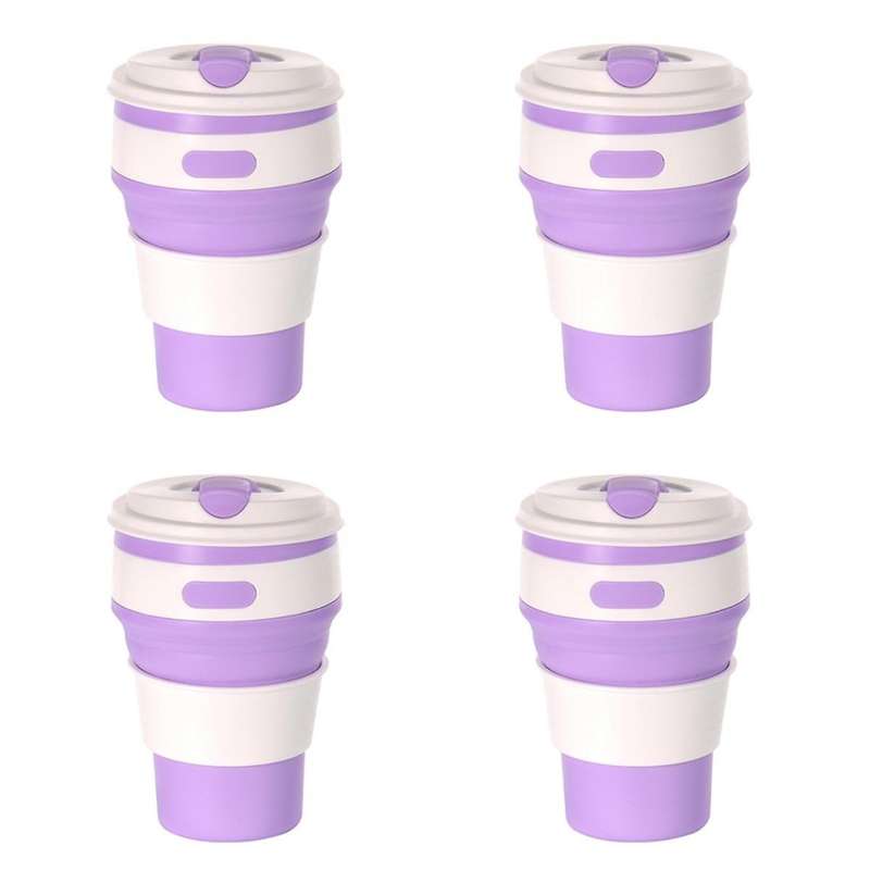 Light Purple Silicone Foldable Travel Cup-Camping Cup, Foldable Water Cup, Adult Drinking Cup with