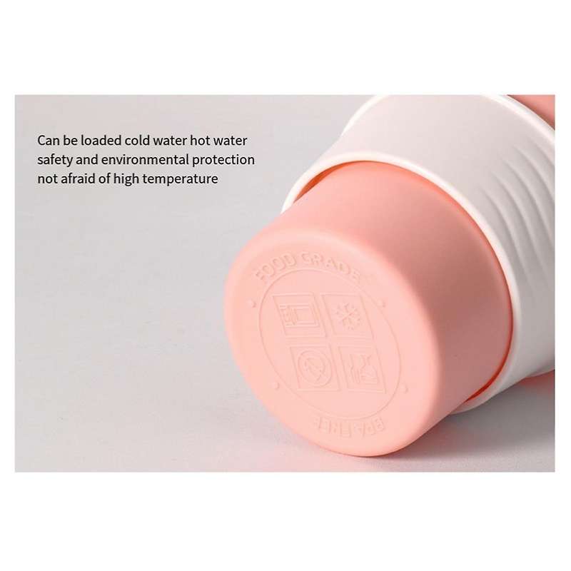 Light Green Silicone Foldable Travel Cup-Camping Cup, Foldable Water Cup, Adult Drinking Cup with L