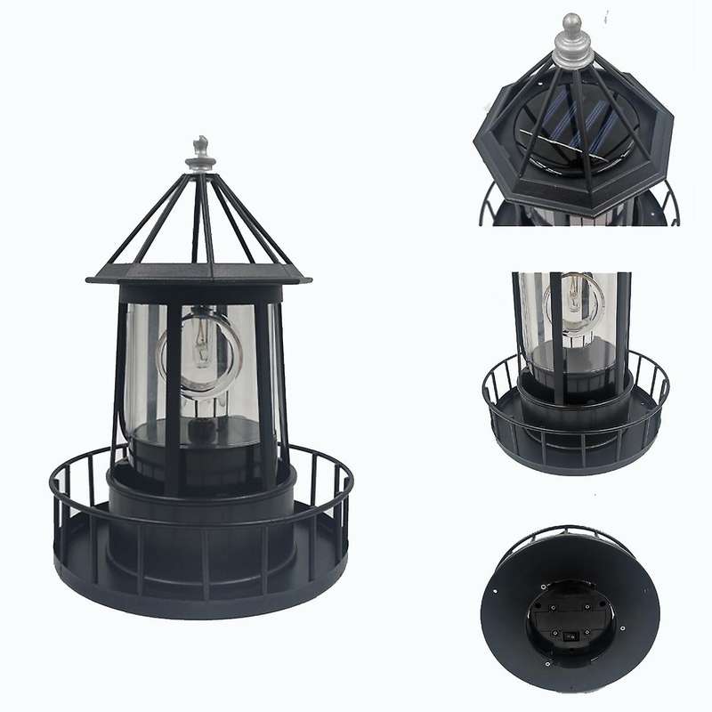 Lighthouse Solar LED Light Rotating Lamp IP44 Beacon Garden Yard Lawn Decor