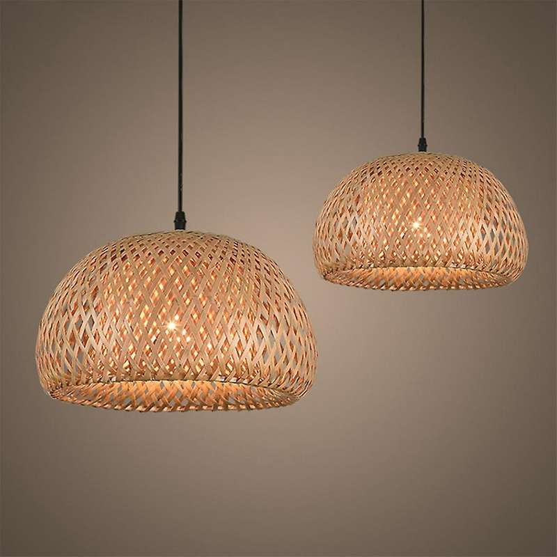 Lighting Rattan Lamp Handmade Bamboo Chandelier Retro Cafe Bar Lounge for Garden Restaurant Bedroom