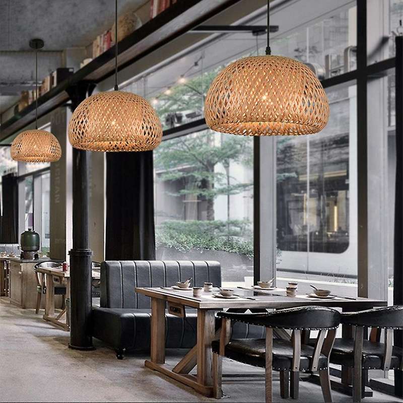 Lighting Rattan Lamp Handmade Bamboo Chandelier Retro Cafe Bar Lounge for Garden Restaurant Bedroom