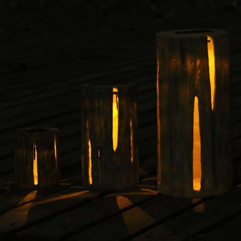 Lights Outdoor Garden, Flickering Flame Solar Stump Light , Patio Lights Outdoor Waterproof , LED Tr