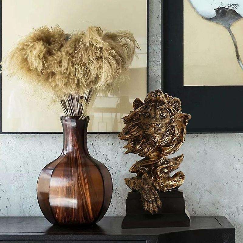 Lion Statue Office Decor Crafts Mighty Lion Animal Sculpture Resine Collectible for House Decoration