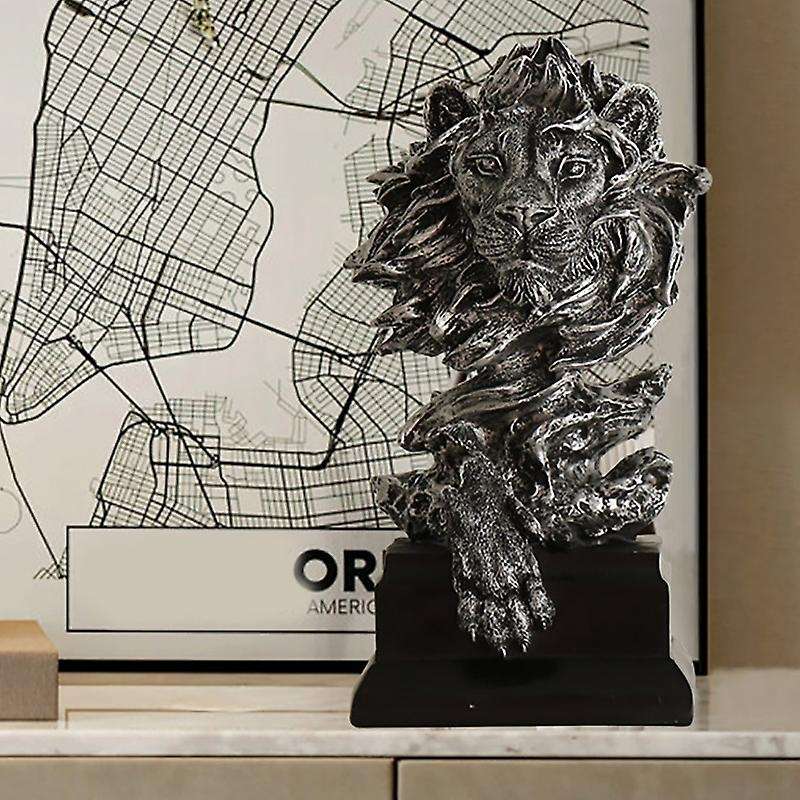 Lion Statue Office Decor Crafts Mighty Lion Animal Sculpture Resine Collectible for House Decoration