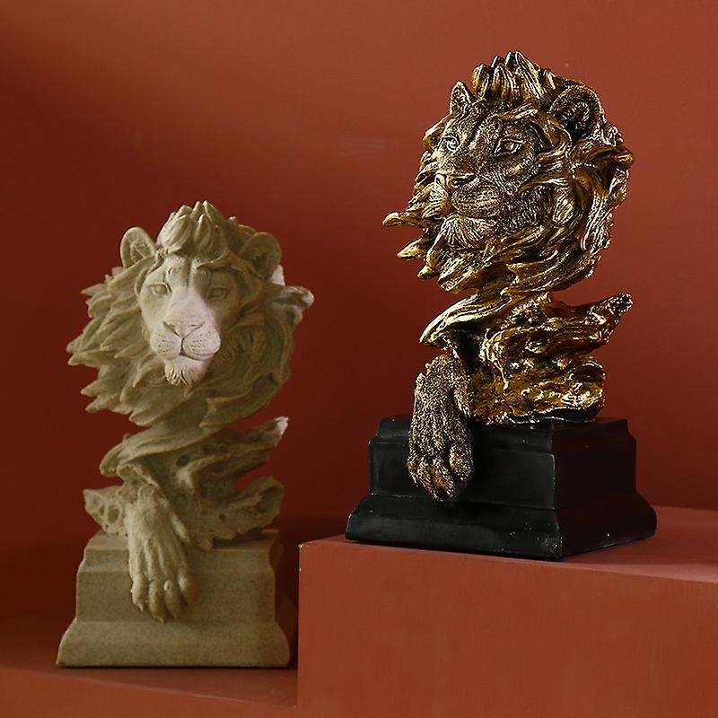 Lion Statue Office Decor Crafts Mighty Lion Animal Sculpture Resine Collectible for House Decoration