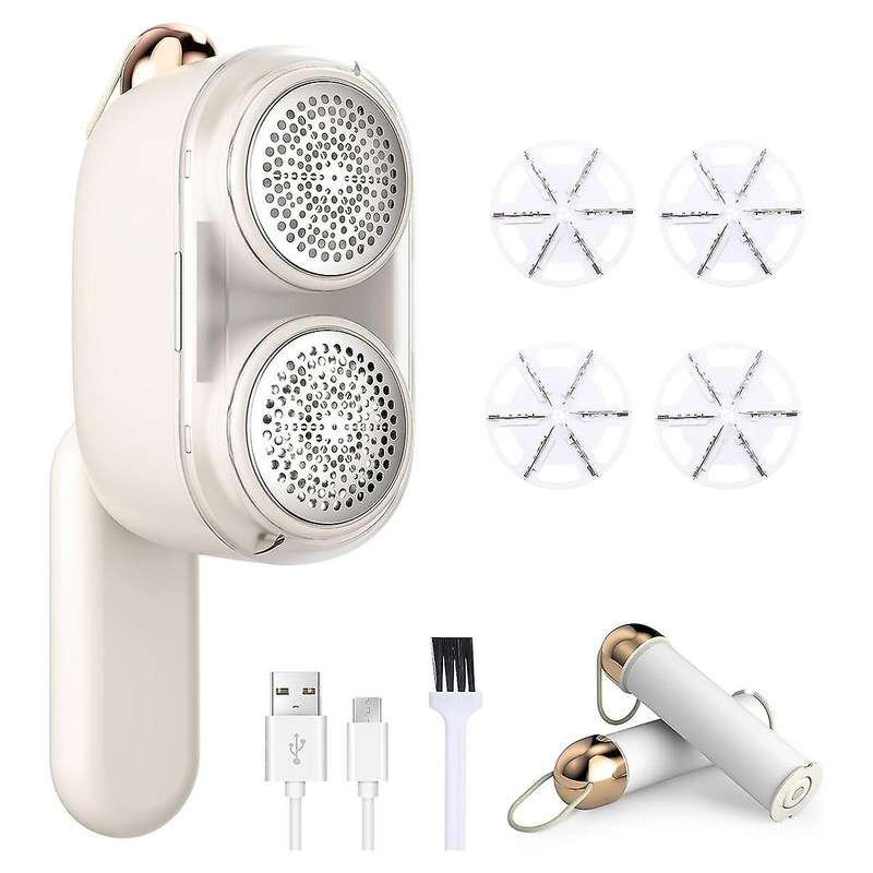 Lint Shaver Rechargeable Fabric Shaver, Electric Lint Remover Dual-head Defuzzer for Clothes, Sweate