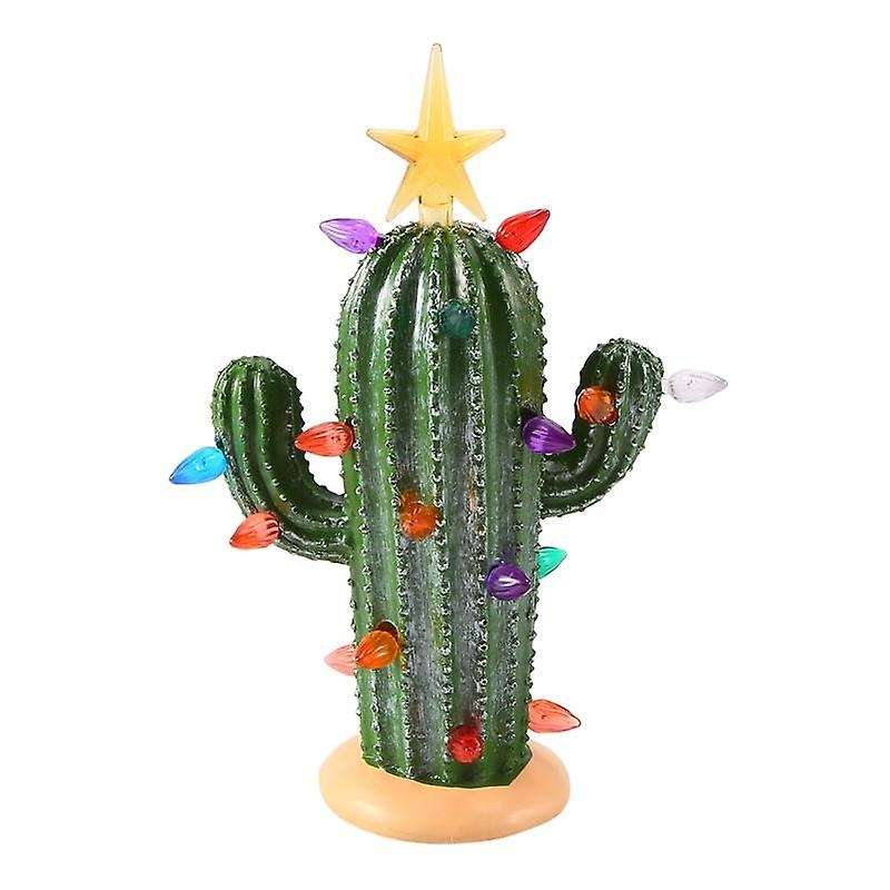 -lit Cactus with Lights, Vintage Cactus for Christmas Home Decor,green