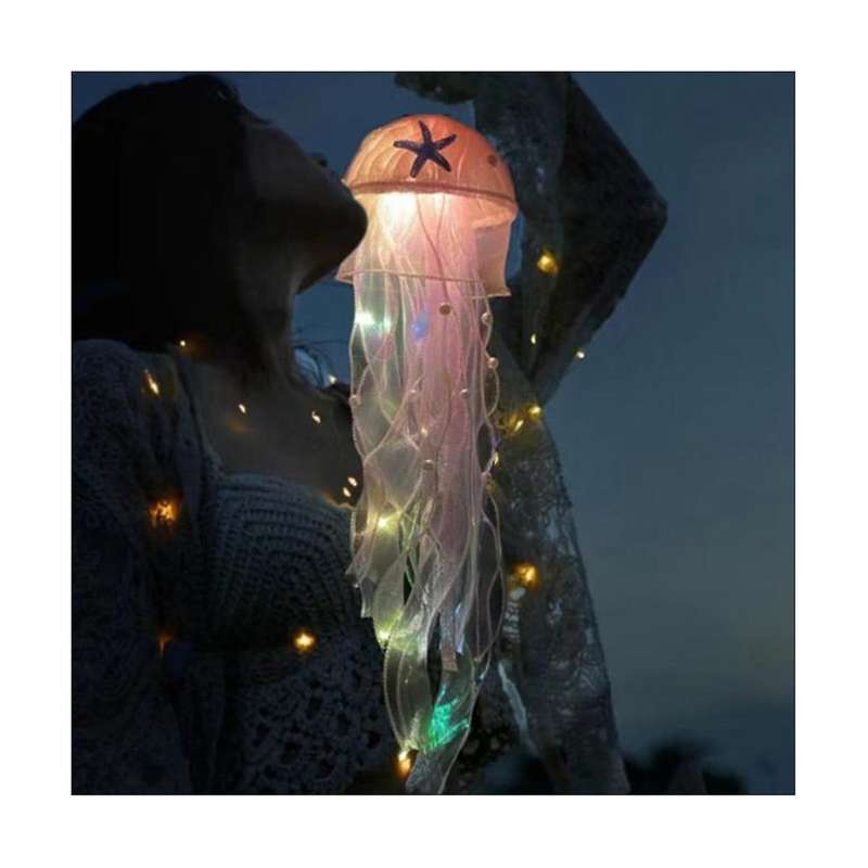 Little Mermaid New Portable Luminous Jellyfish LED Lantern Colorful Ribbon Flashing Light Small Mer