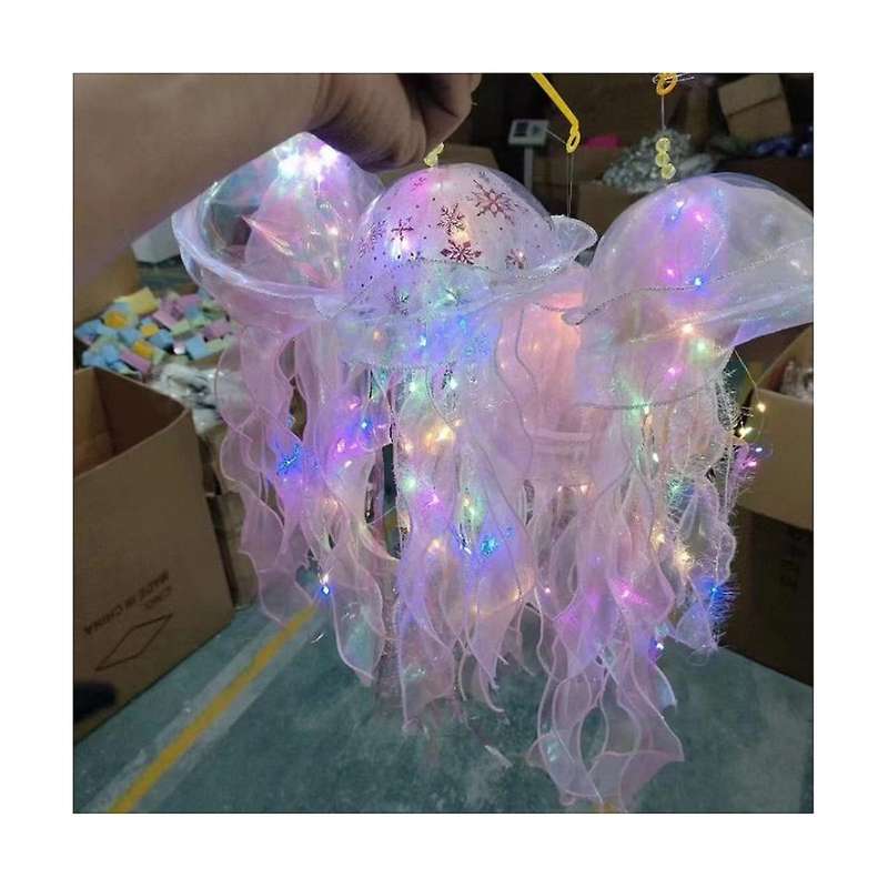 Little Mermaid New Portable Luminous Jellyfish LED Lantern Colorful Ribbon Flashing Light Small Mer