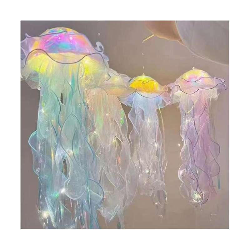 Little Mermaid New Portable Luminous Jellyfish LED Lantern Colorful Ribbon Flashing Light Small Mer