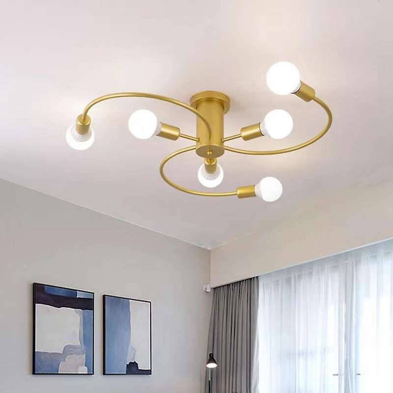 Living Room Bedroom Chandelier Nordic E27 Simple Modern Chandelier Ceiling Light,Gold