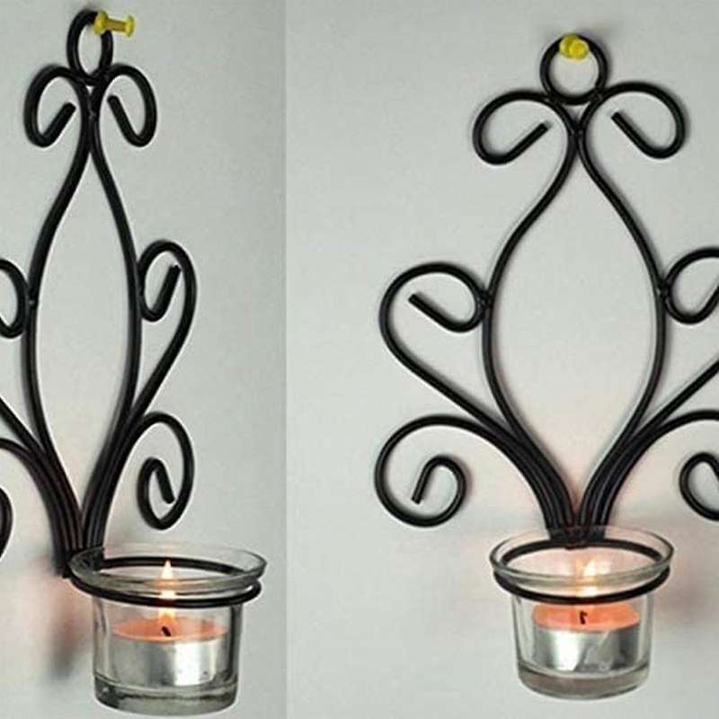 Living Room Candlestick Wall Wrought Iron Candlestick European Style Candlestick Cafe Candlestick Ho