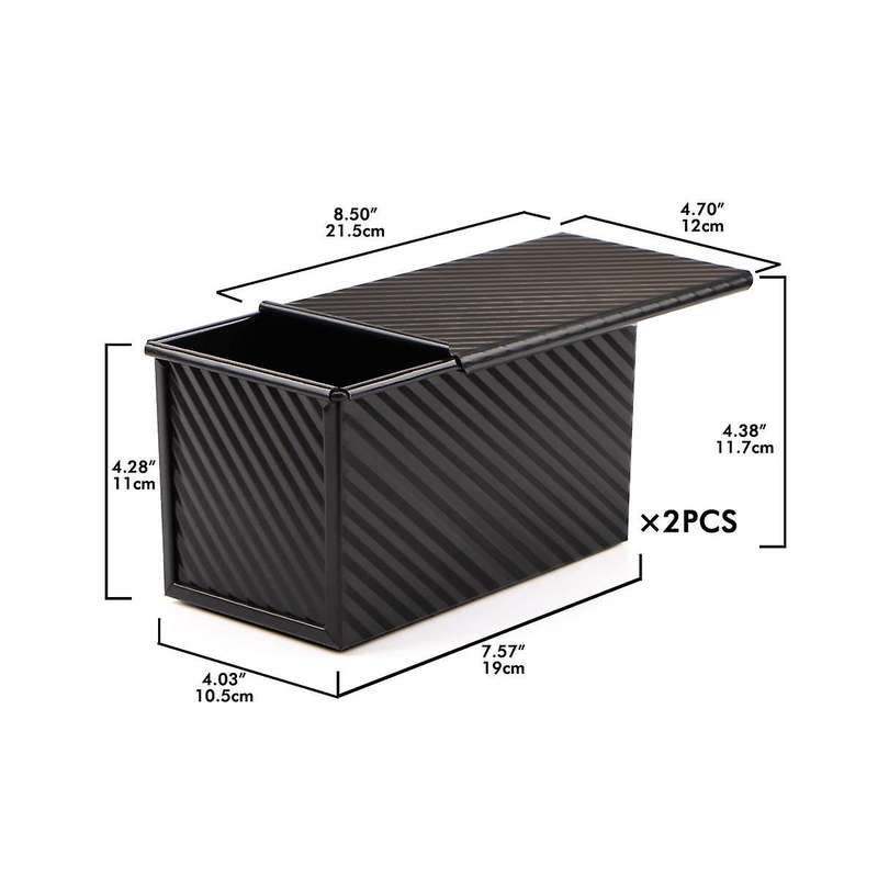 Loaf Pan 2 Pack, Non-stick Bread Pan with Lid Carbon Steel Bread Toast Box Mold with Cover for Bakew