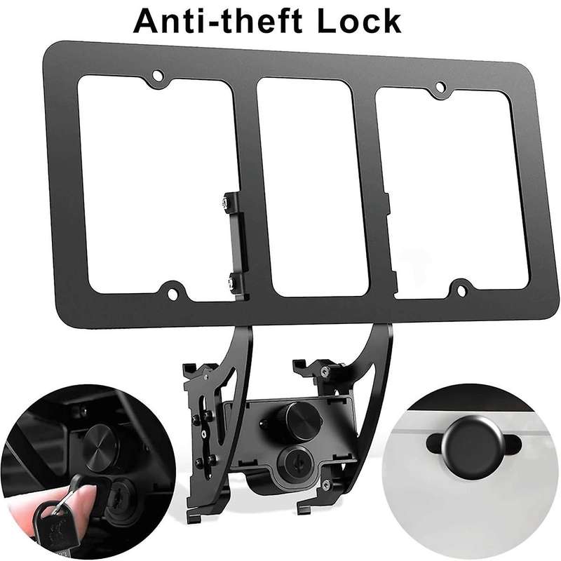 Lockable Front License Plate Holder for Model Y 2021-2024 Model 3 2021-2023, Anti-Theft Front Licens