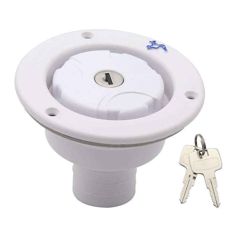 Lockable Leakproof Water Inlet Boat RV Accessory Gravity Water Inlet Filler Cap W/2 Keys White