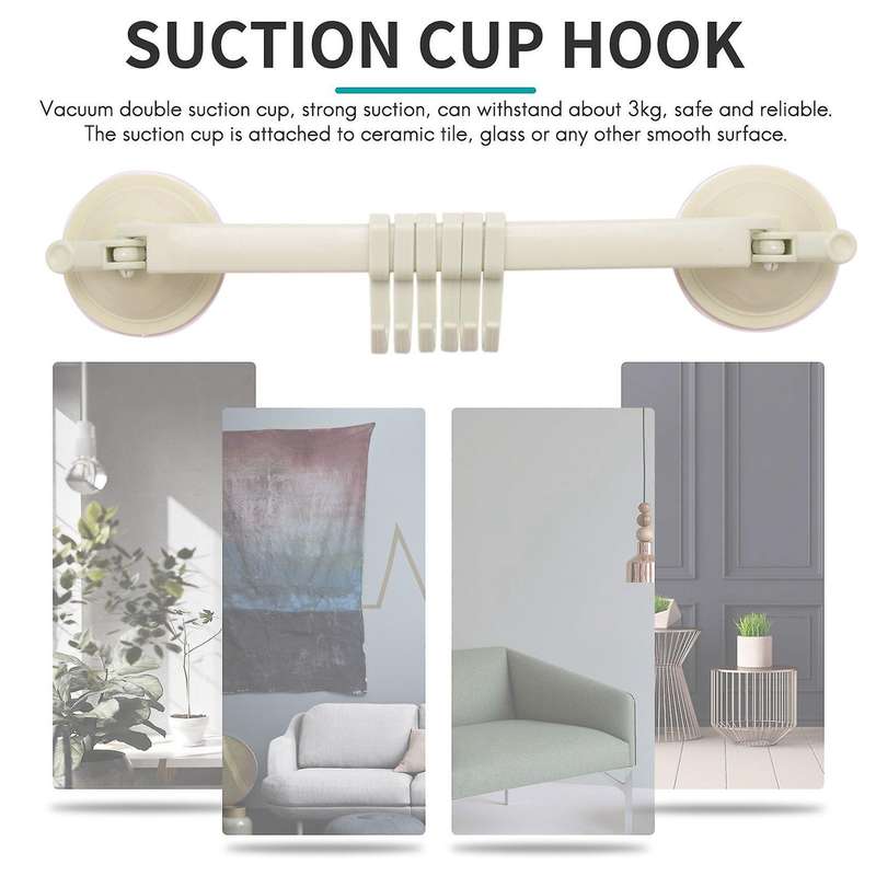 Lock Type Suction Cup 6 Hook Kitchen Toilet Bathroom Wall Row Hook Nail Free No Mark Multi-purpose