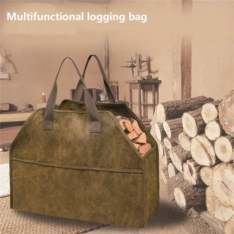 Log Storage Holder Carrier Canvas Firewood Bag Durable Fire Wood Tote Outdoor Portable Organizer Fir
