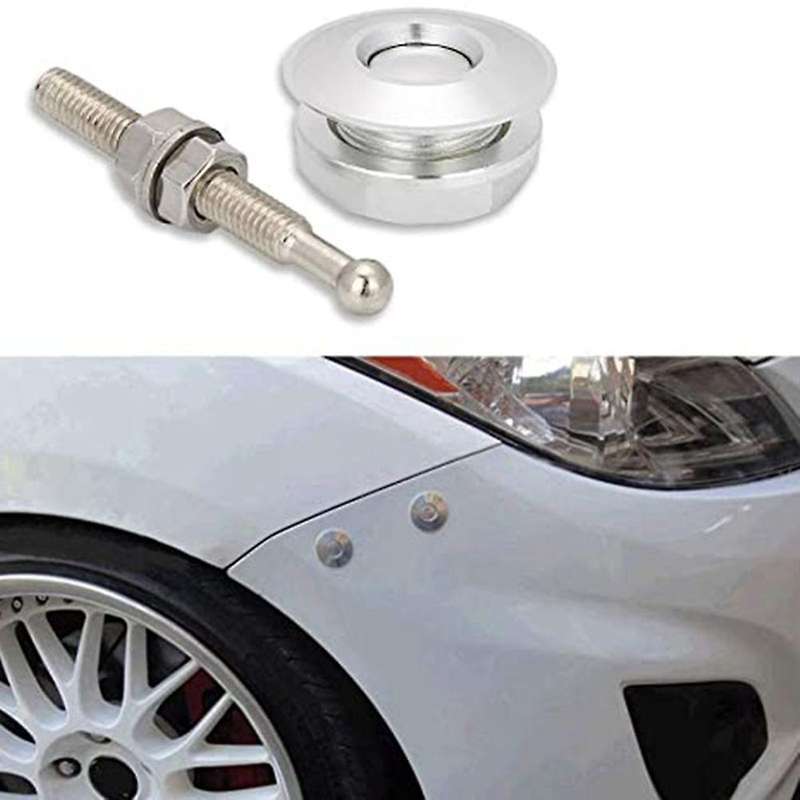 Long Push Button Quick Release Hood Pins Lock Latch Bumper Kit