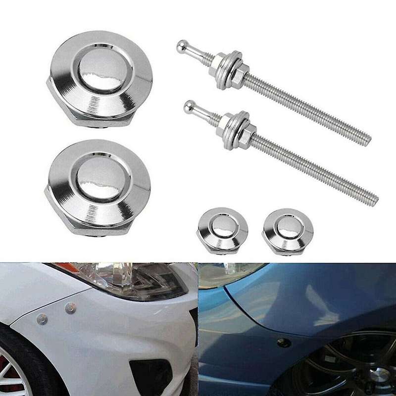 Long Push Button Quick Release Hood Pins Lock Latch Bumper Kit
