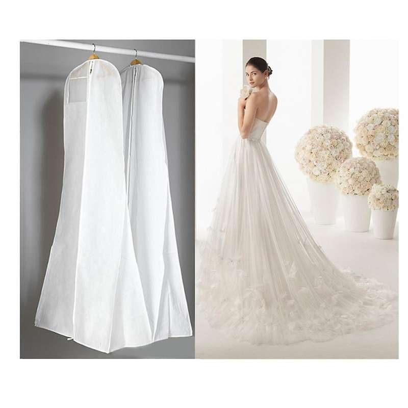 Long Wedding Dress Bag Cover Evening Dress Dust Cover Bridal Garment Storage Bag Nonwoven Wedding Dr