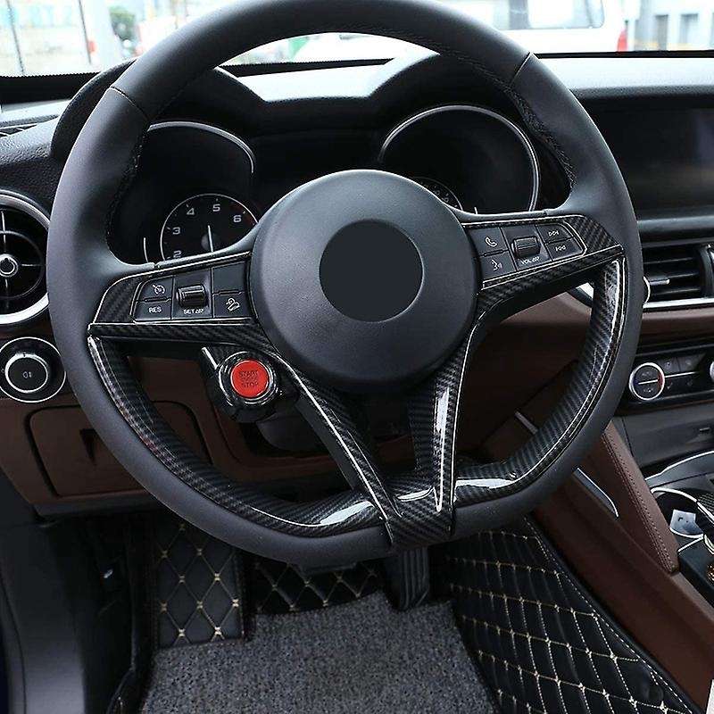 Look Steering Wheel V-Shaped Frame Trim for Stelvio 2017-2019 Car Carbon fiber pattern