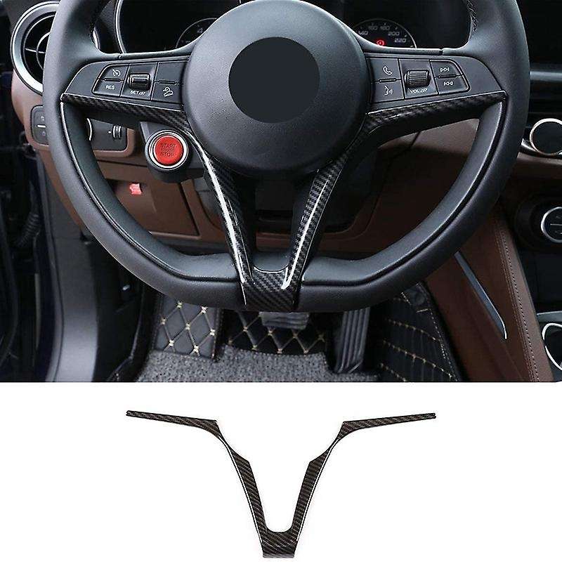 Look Steering Wheel V-Shaped Frame Trim for Stelvio 2017-2019 Car Carbon fiber pattern