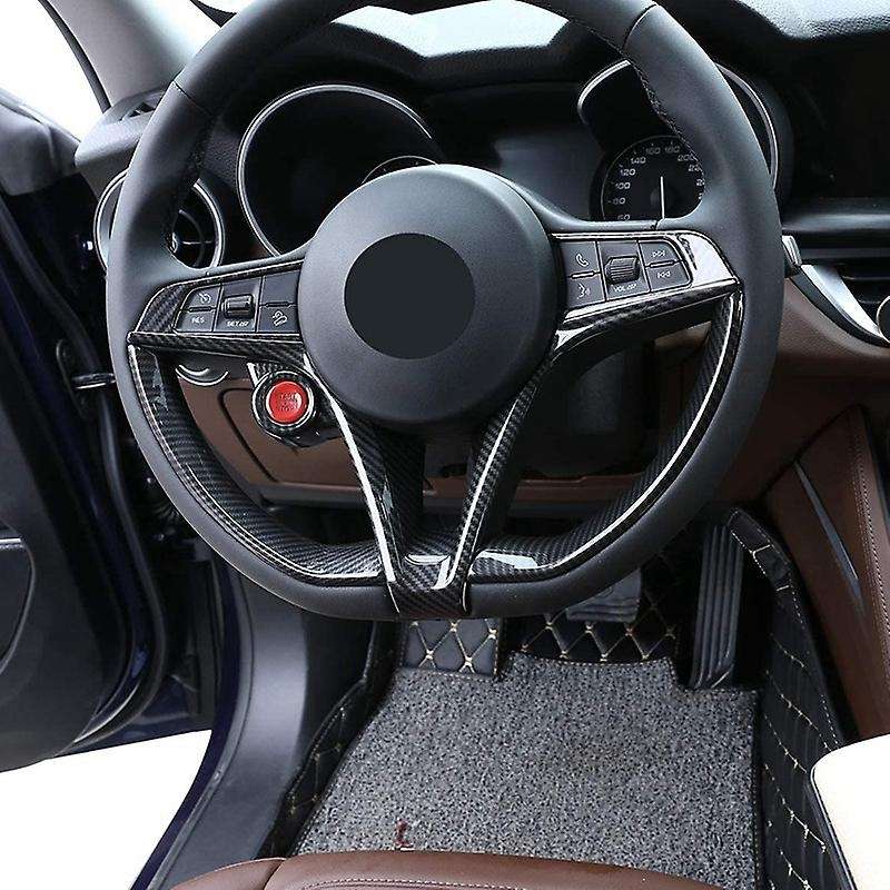 Look Steering Wheel V-Shaped Frame Trim for Stelvio 2017-2019 Car Carbon fiber pattern