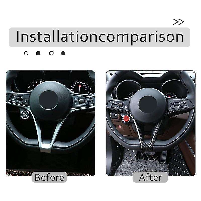 Look Steering Wheel V-Shaped Frame Trim for Stelvio 2017-2019 Car Carbon fiber pattern