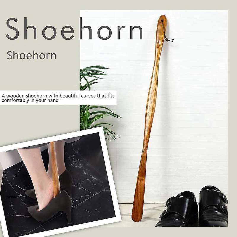 Long Shoehorn Does Not Bend the Waist Wooden Shoehorn Long 75cm Wood Fashionable Wood Grain
