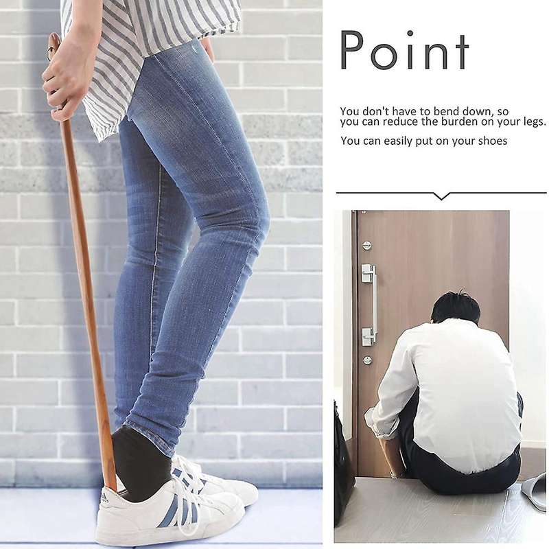 Long Shoehorn Does Not Bend the Waist Wooden Shoehorn Long 75cm Wood Fashionable Wood Grain