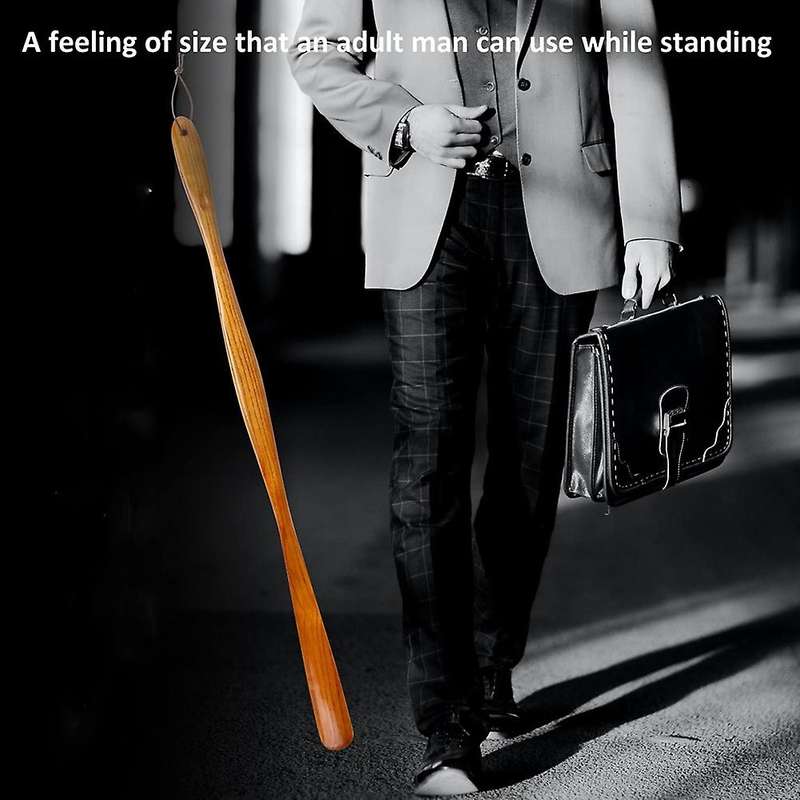 Long Shoehorn Does Not Bend the Waist Wooden Shoehorn Long 75cm Wood Fashionable Wood Grain